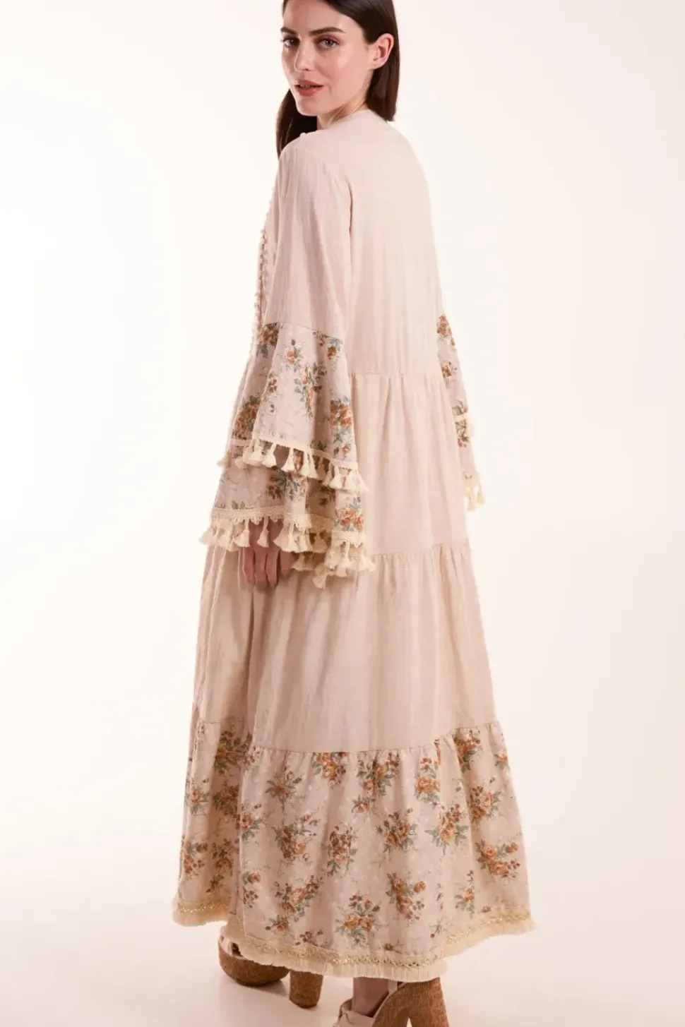 Cotton Ruffle Dress With Long Sleeves