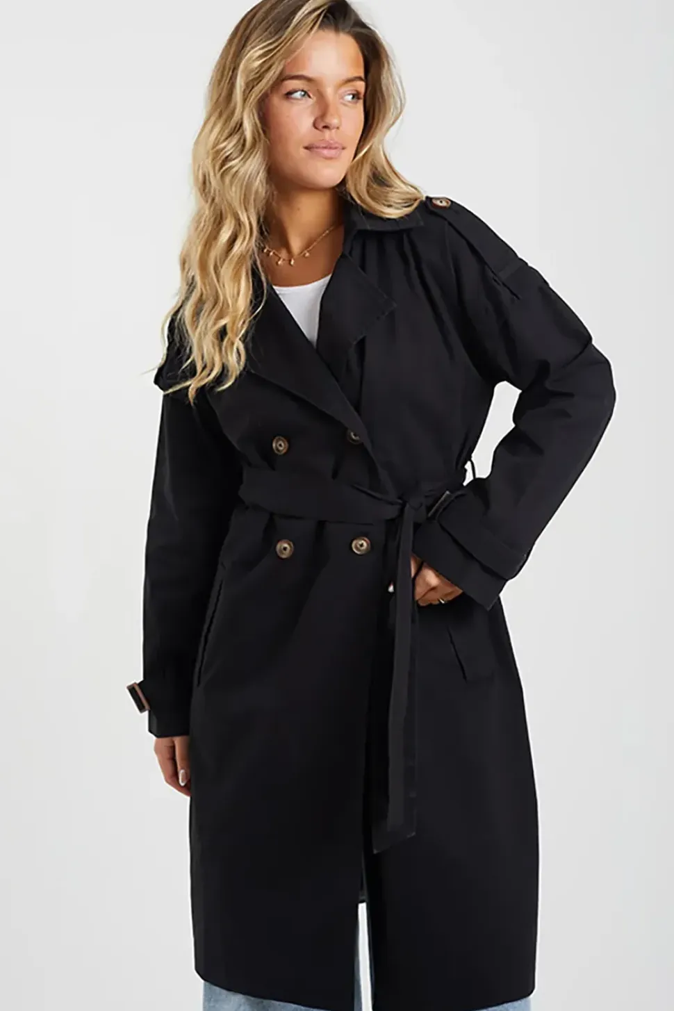 Cotton Twill Double Breasted Mac