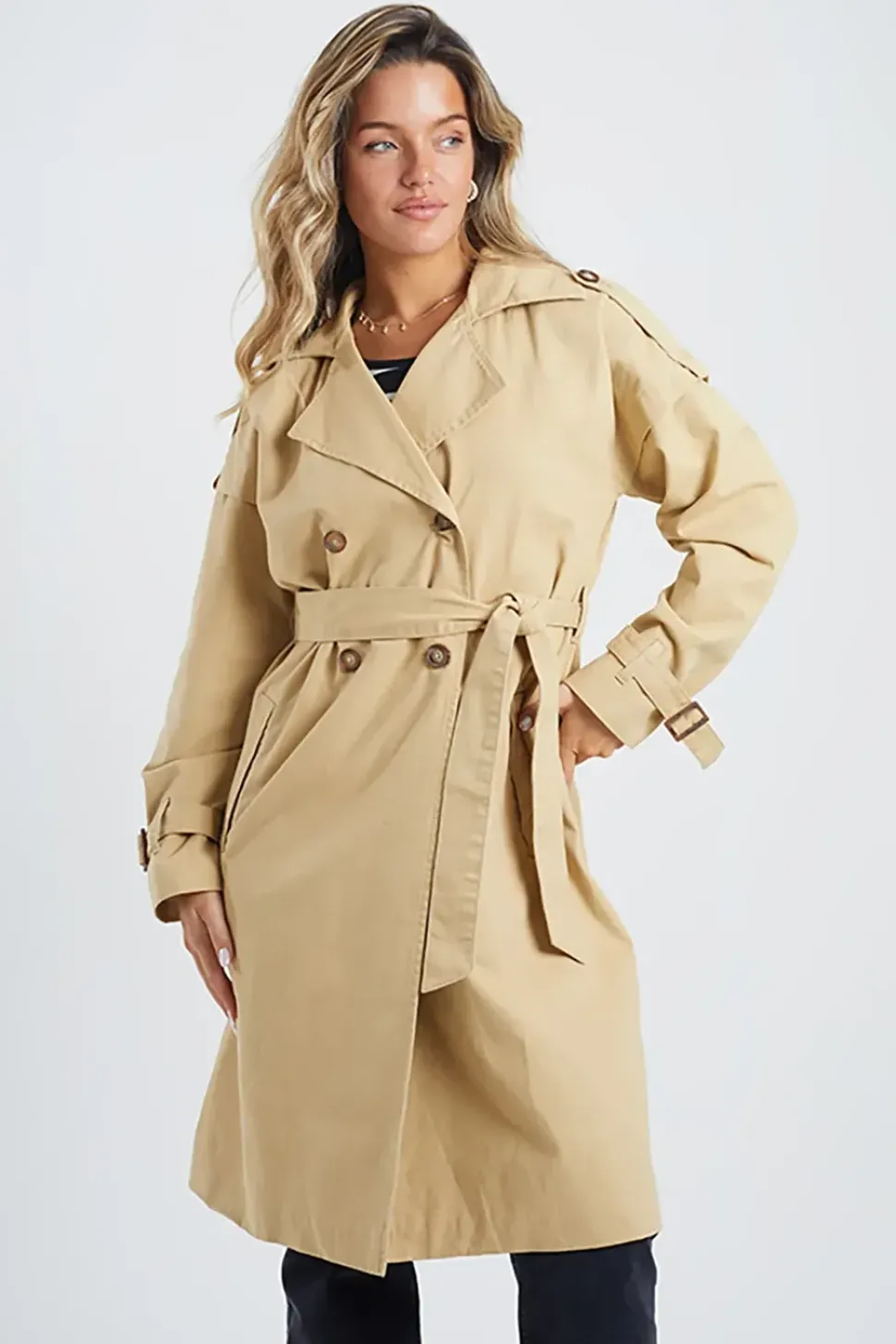 Cotton Twill Double Breasted Mac