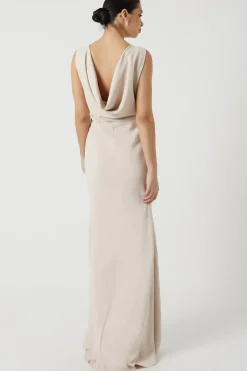Cowl Back Fishtail Bridesmaid Maxi Dress