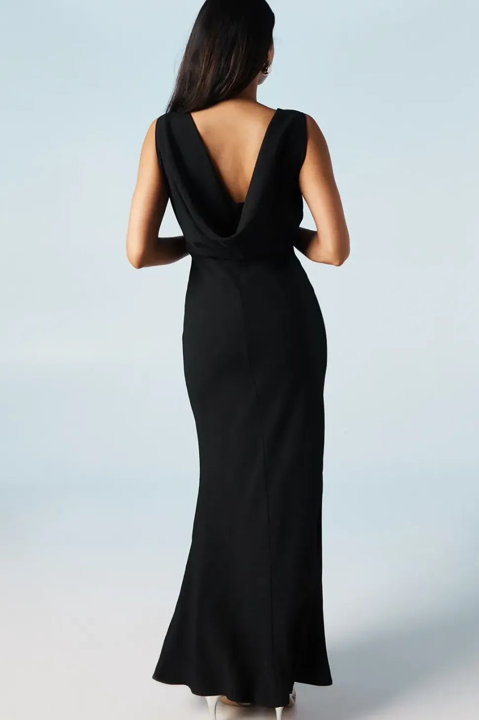 Cowl Back Fishtail Bridesmaid Maxi Dress