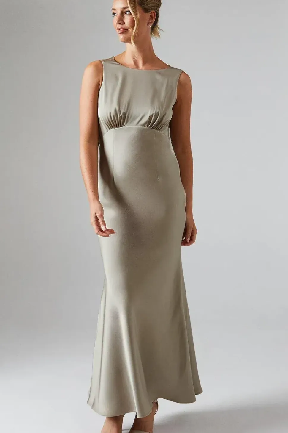 Cowl Back Fishtail Maxi Dress