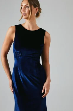 Cowl Back Velvet Bridesmaid Maxi Dress