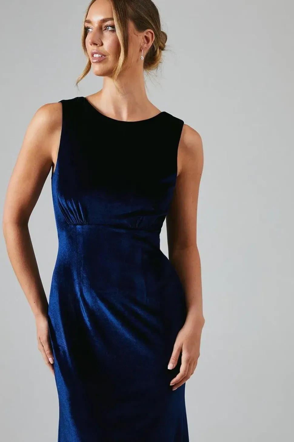 Cowl Back Velvet Bridesmaid Maxi Dress