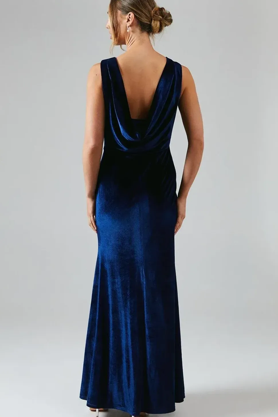 Cowl Back Velvet Bridesmaid Maxi Dress