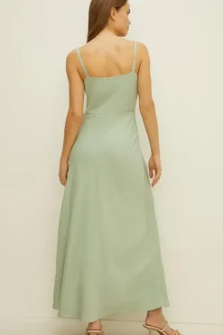 Cowl Double Strap Midi Dress