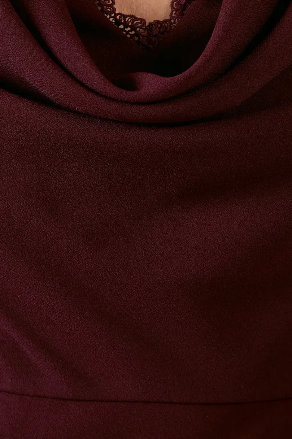 Cowl Front Lace Trim Maxi Bridesmaid Dress