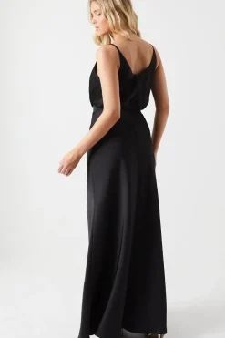 Cowl Neck Blouson Satin Bridesmaids Dress