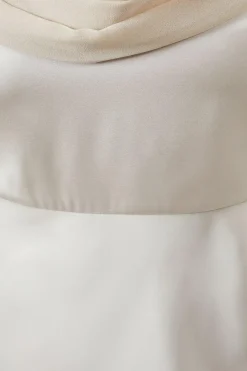 Cowl Neck Cold Shoulder Satin Bridesmaid Dress
