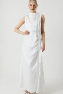 Cowl Neck Slash Neck Bridal Dress
