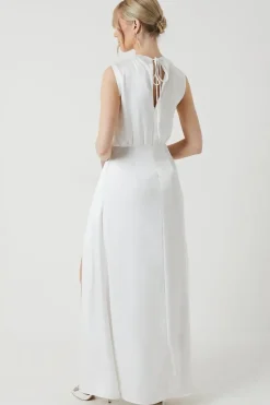 Cowl Neck Slash Neck Bridal Dress