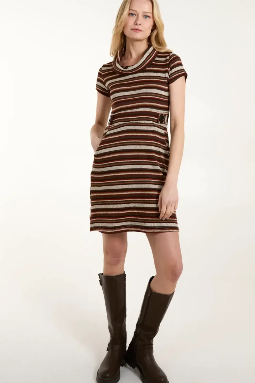 Cowl Neck Tunic Dress