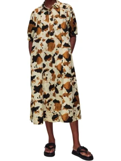 Cow Print Shirt Dress-Animal Print