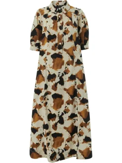Cow Print Shirt Dress-Animal Print