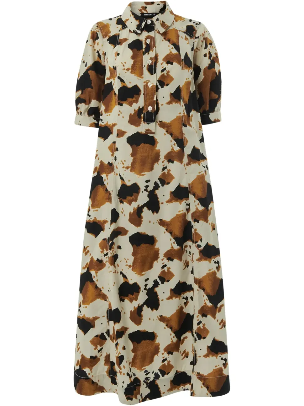 Cow Print Shirt Dress-Animal Print
