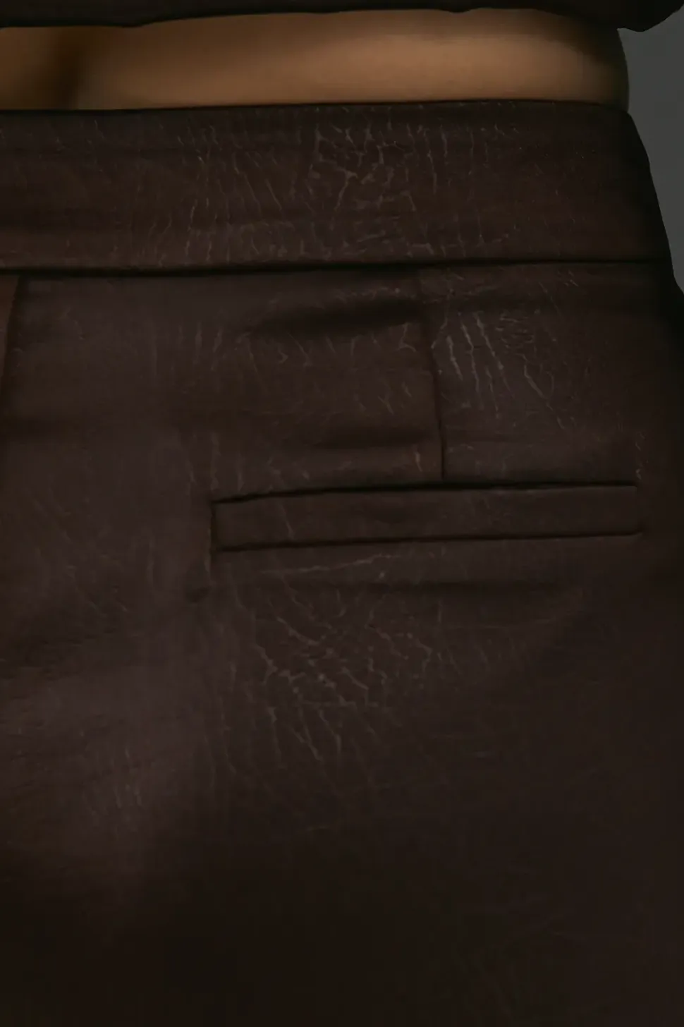 Crackled Satin High Waisted Wide Leg Trouser