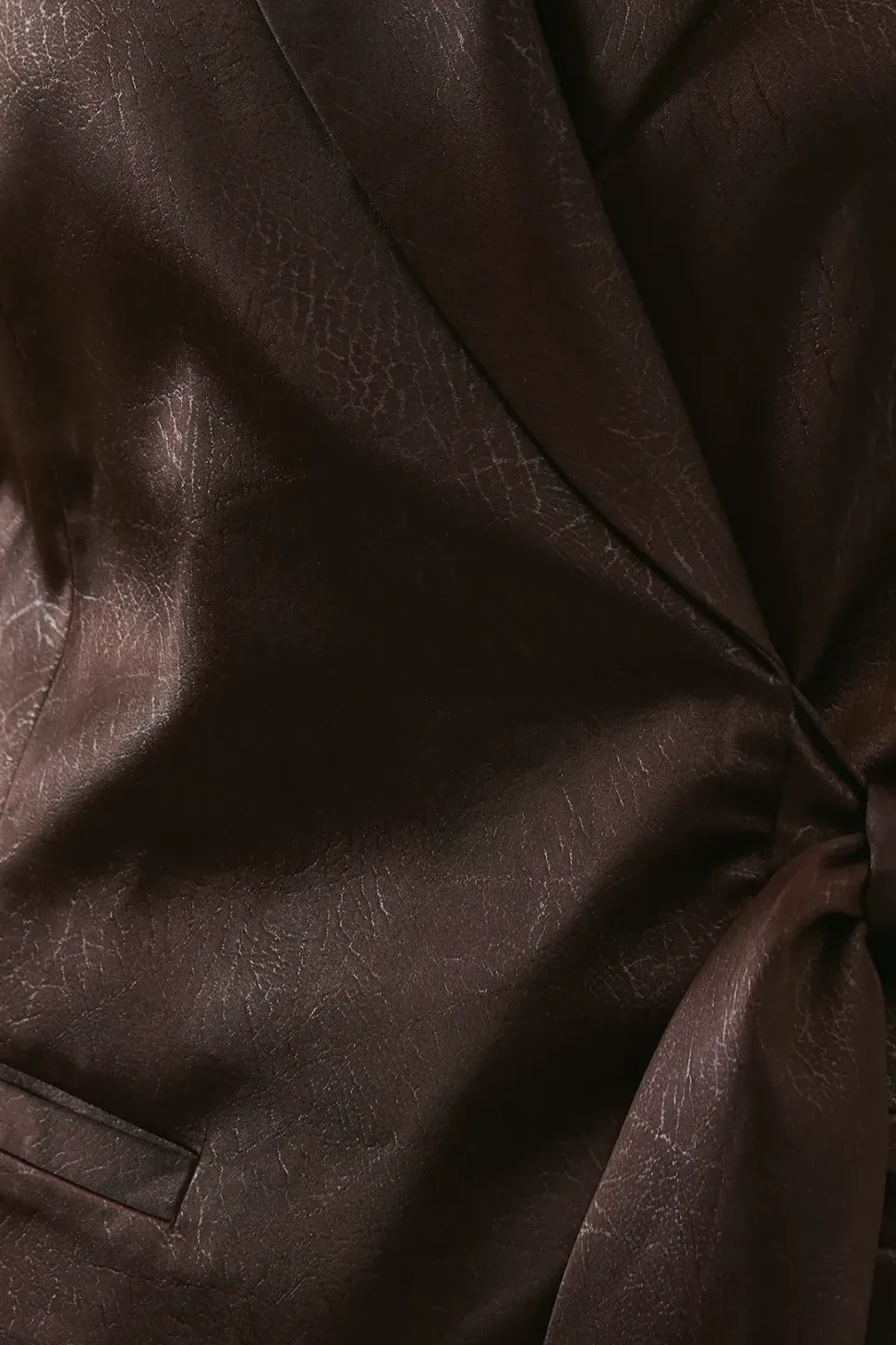 Crackled Satin Tie Side Blazer