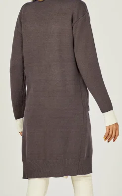 Cream Stripe Cardigan In Taupe