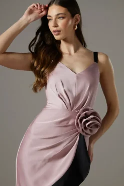 Crepe Corsage Ruffle Dress