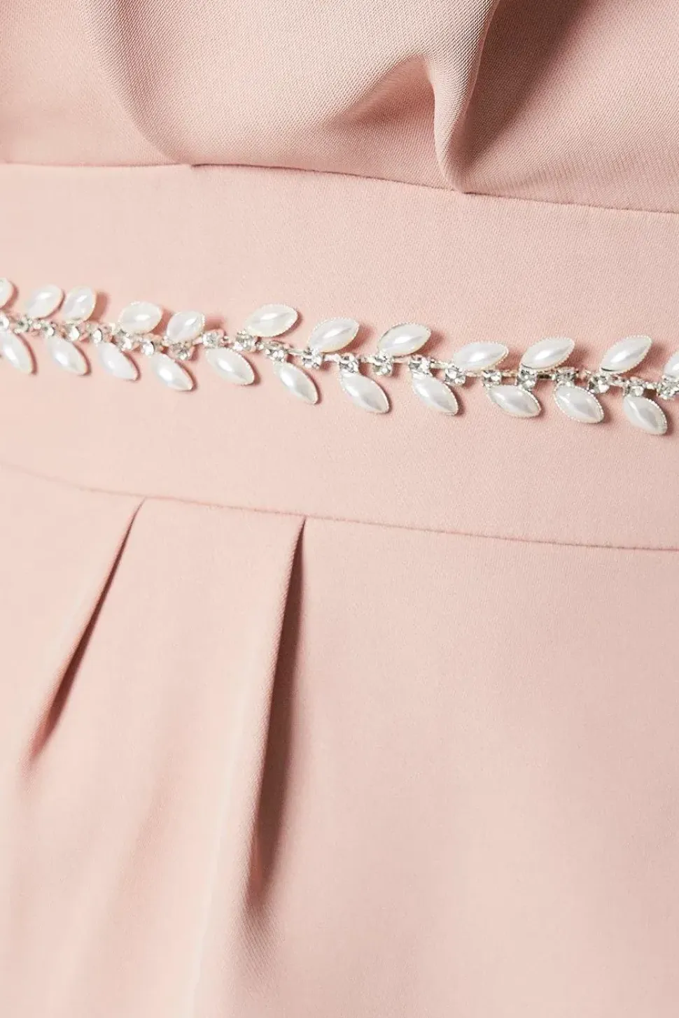 Crepe Frill Wrap Dress With Pearl Waist