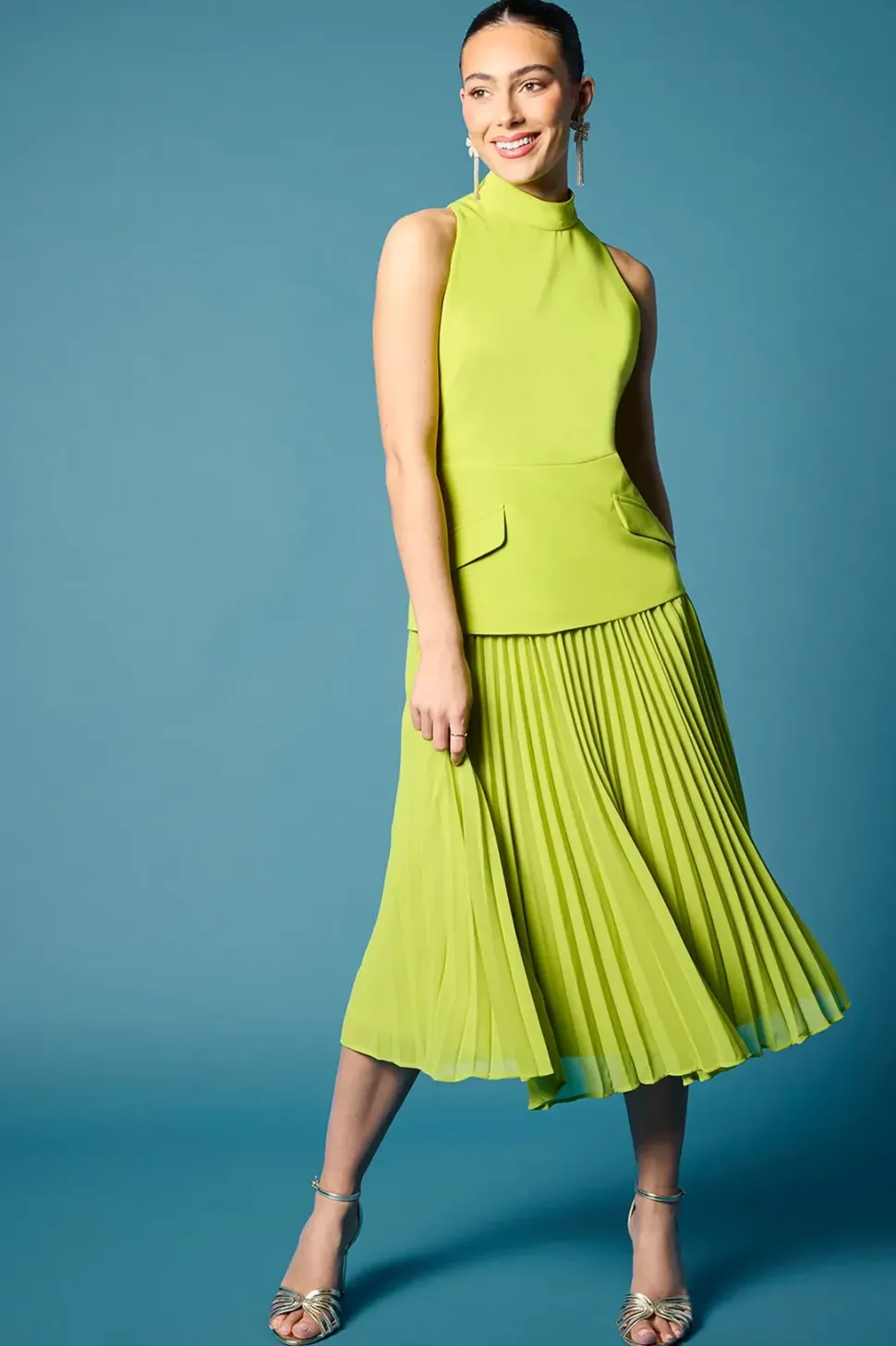 Crepe Pleat Skirt 2 in 1 Dress