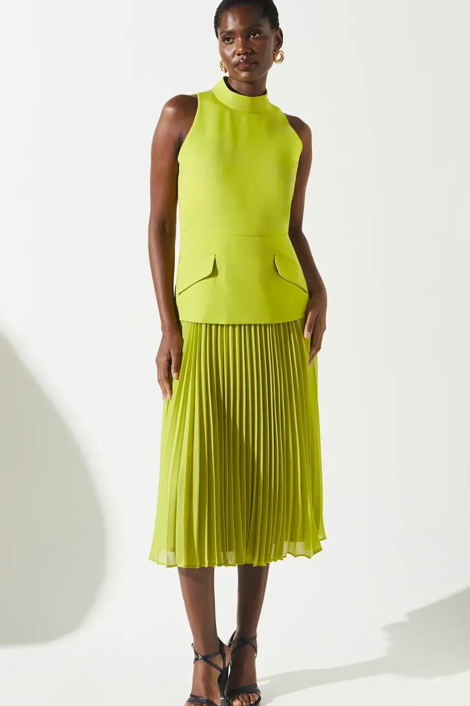 Crepe Pleat Skirt 2 in 1 Dress