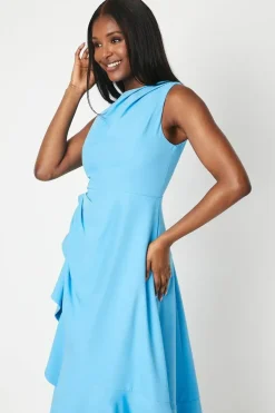 Crepe Ruffle Dress With Low Back