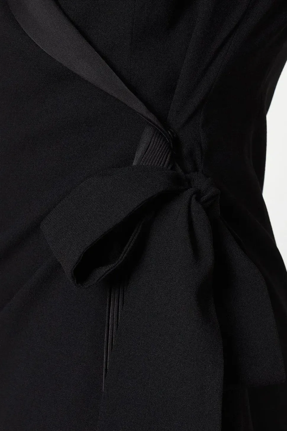 Crepe Wrap Dress With Pleat Tie Detail