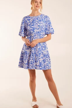 Crew Neck Aztec Tiered Mini Dress