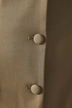Crew Neck Button Through Midi Tailored Dress