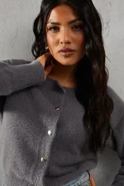 Crew Neck Long Sleeve Cardigan