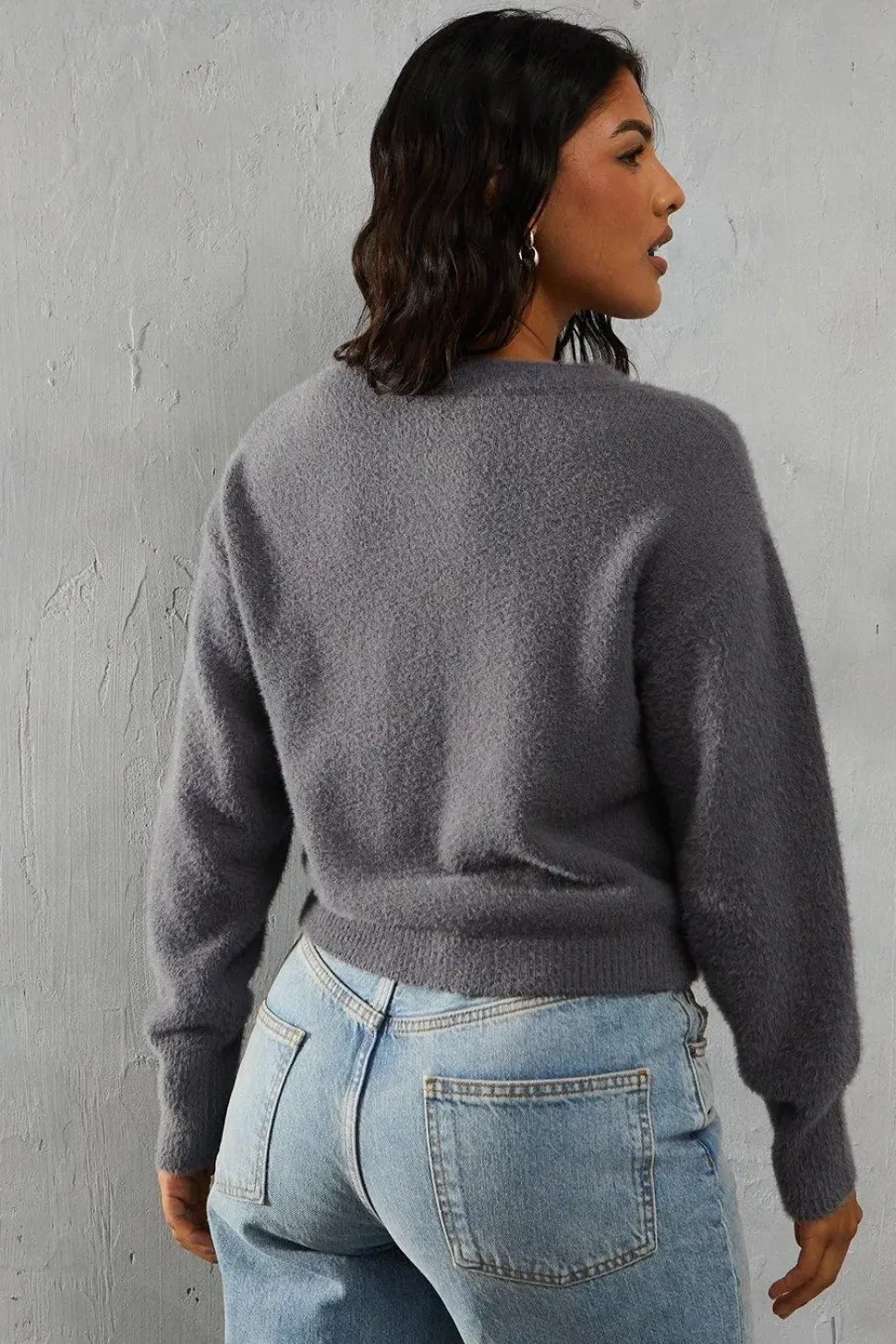 Crew Neck Long Sleeve Cardigan