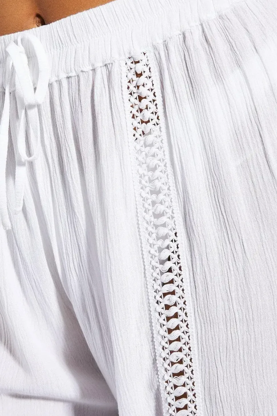 Crinkle Broderie Wide Leg Trousers
