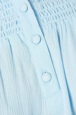 Crinkle Button Front Shell Blouse