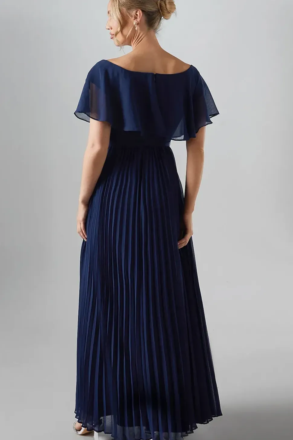 Crinkle Chiffon Bardot Bridesmaid Maxi Dress