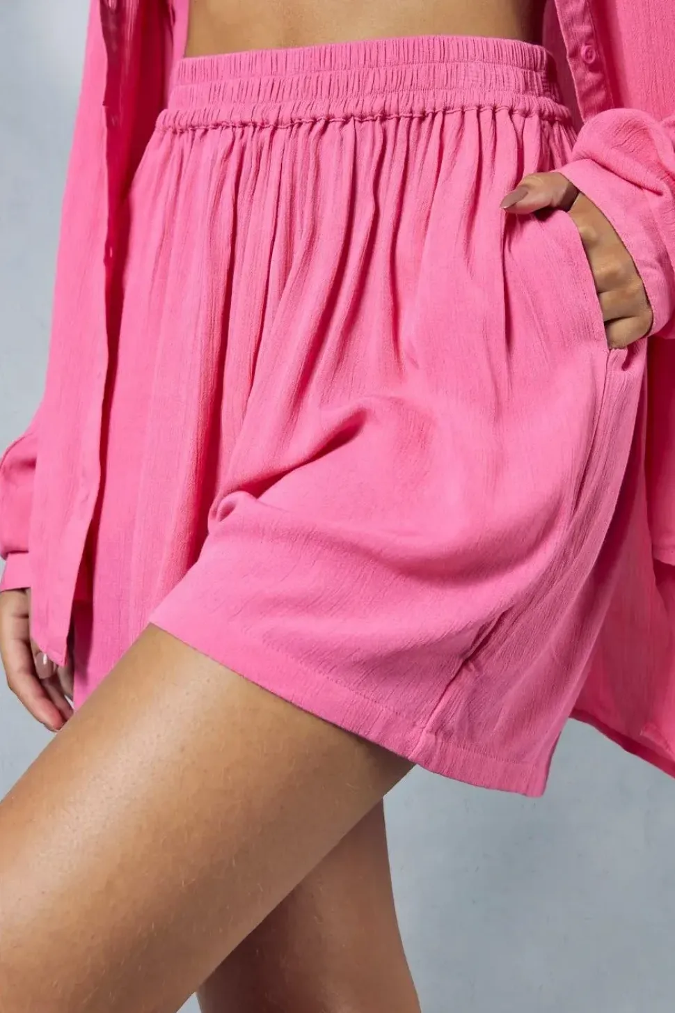 Crinkle Sheer Relaxed Shorts