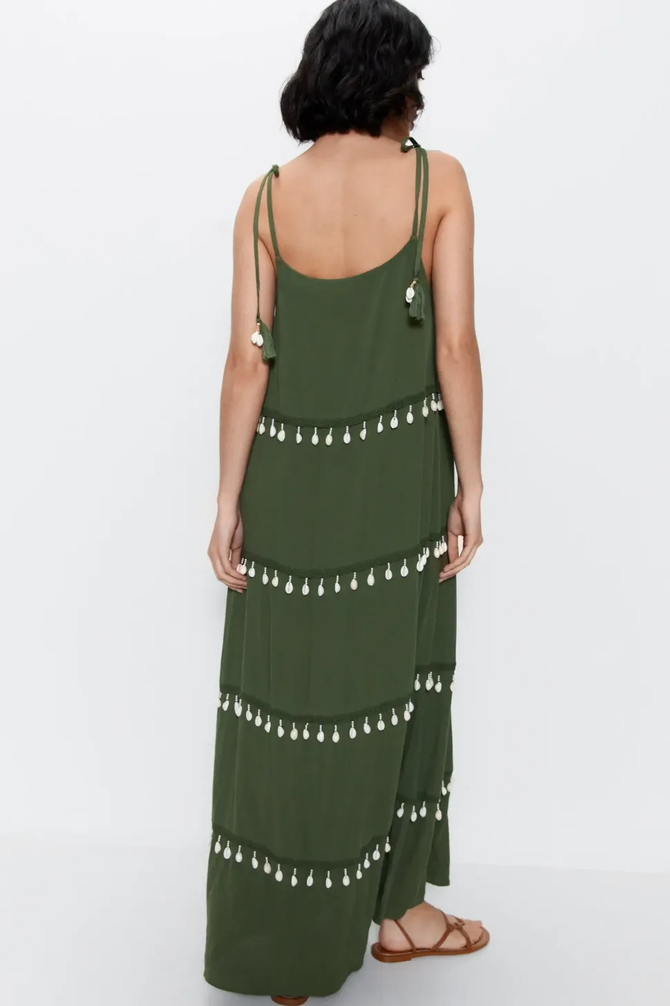 Crinkle Viscose Shell Tiered Maxi Dress