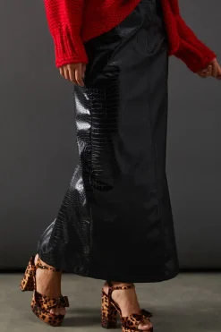 Croc Faux Leather Pencil Skirt