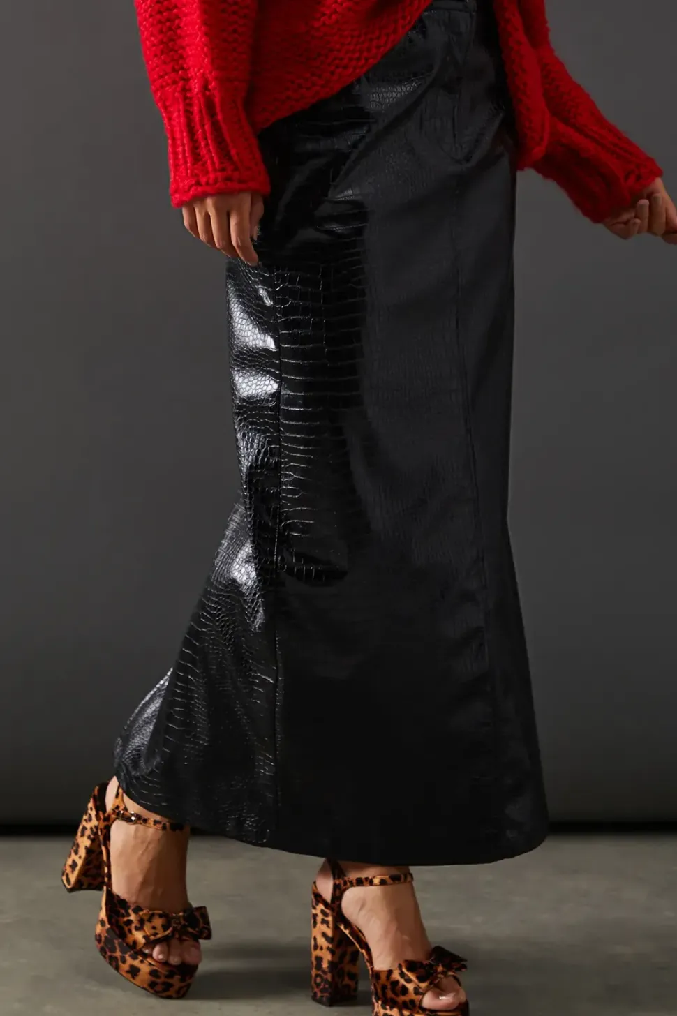 Croc Faux Leather Pencil Skirt