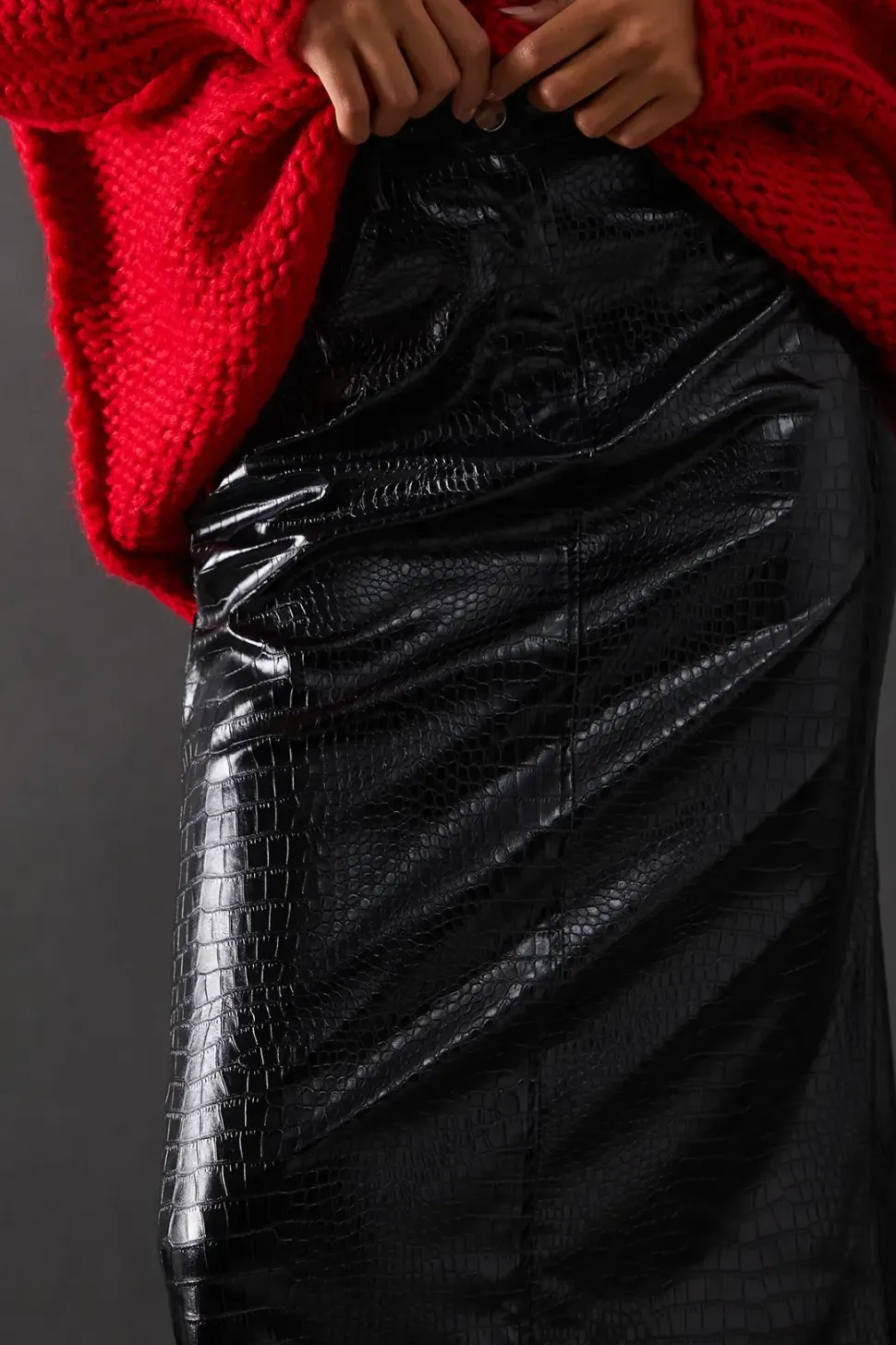 Croc Faux Leather Pencil Skirt