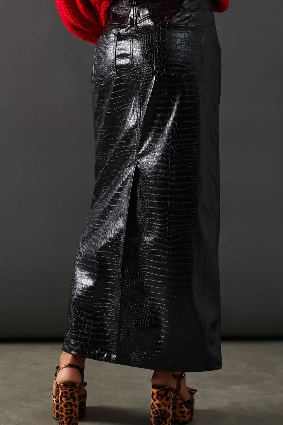 Croc Faux Leather Pencil Skirt