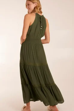 Crochet Halter Maxi Tiered Dress