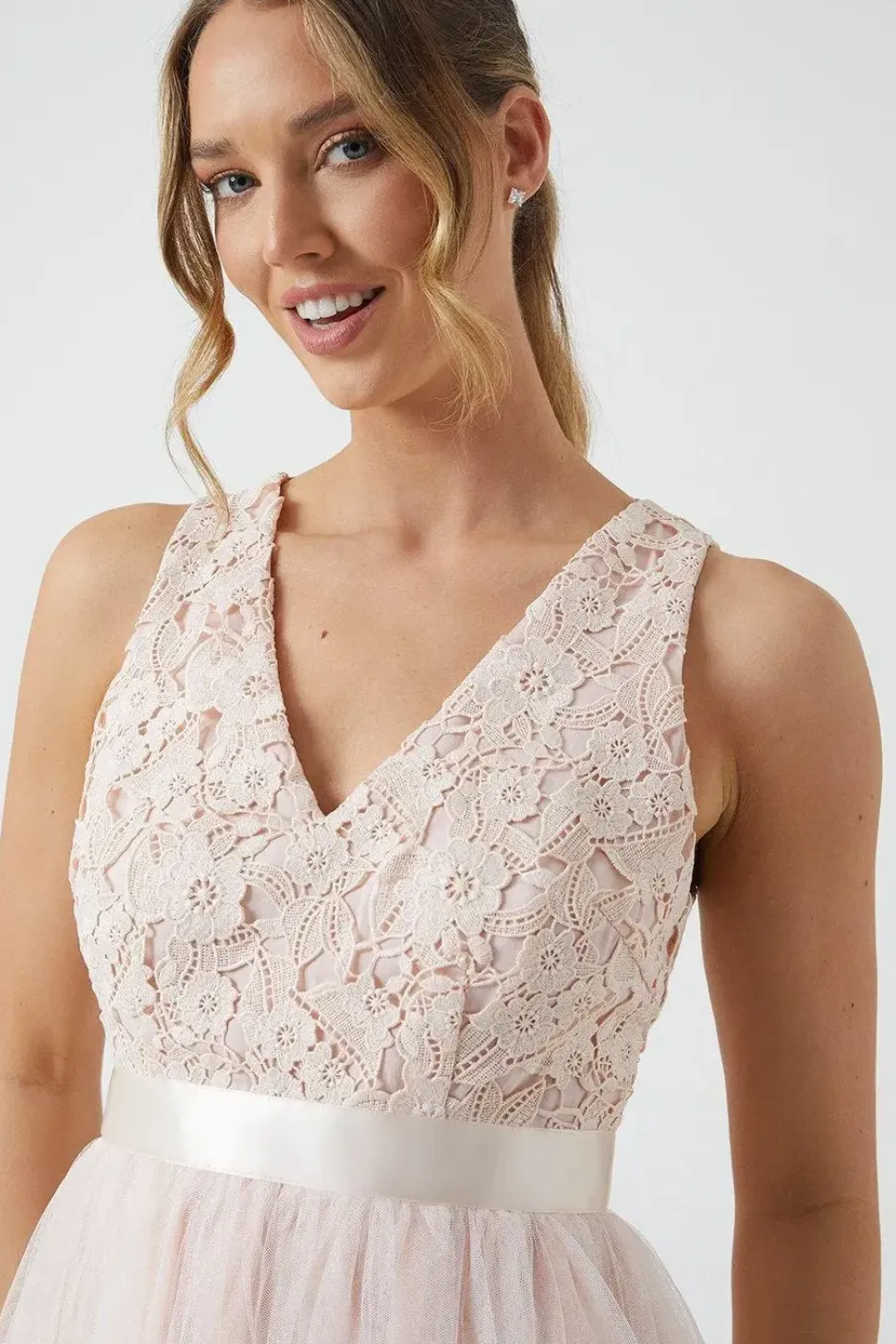 Crochet Lace Two In One Bridesmaid Maxi Dress