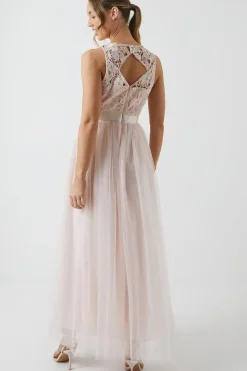 Crochet Lace Two In One Bridesmaid Maxi Dress