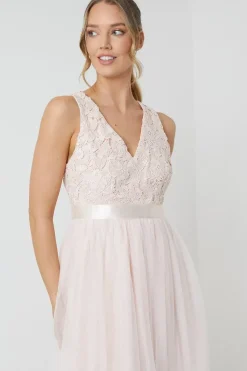 Crochet Lace Two In One Bridesmaid Maxi Dress