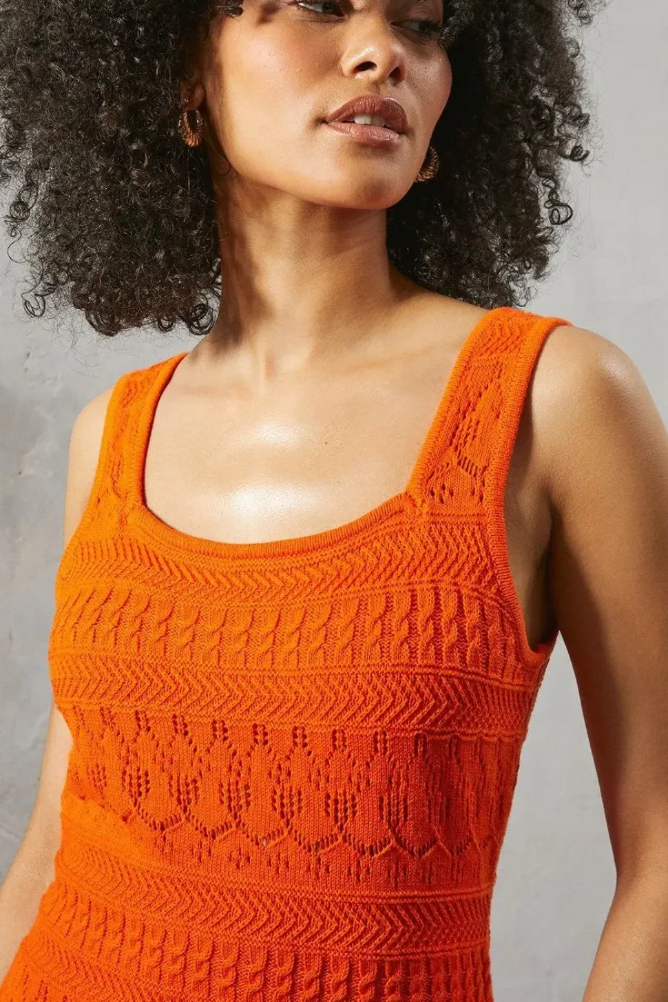 Crochet Square Neck Midi Dress