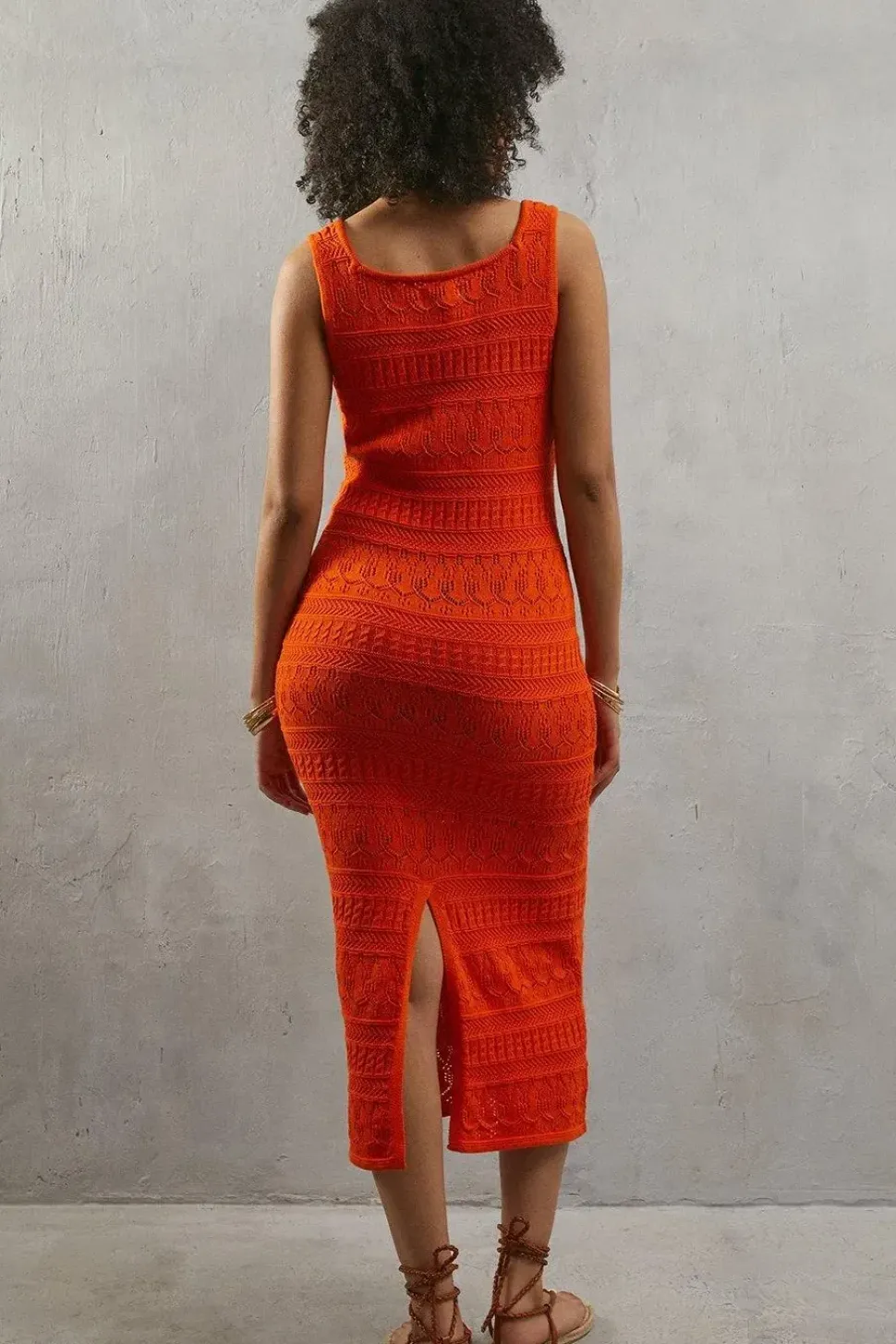 Crochet Square Neck Midi Dress
