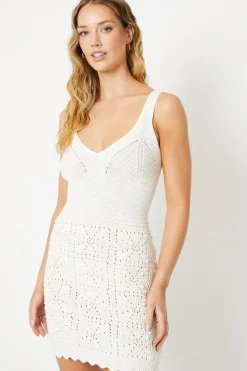 Crochet Stitch Detail Mini Dress