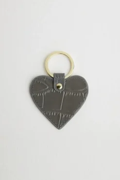 Croc Leather Heart Keyring