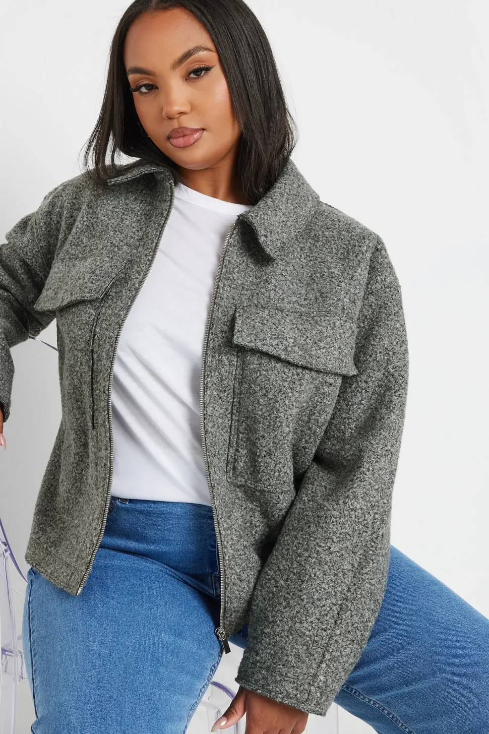 Cropped Boucle Jacket